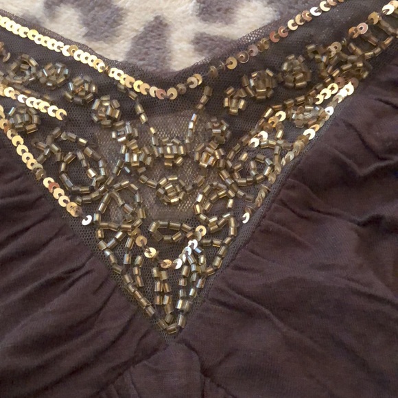 FINAL PRICE Motherhood Maternity Brown Sequin Mesh Cami Tank Top Rayon Medium - Picture 5 of 14